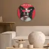 Hond - Hartjesbril - Loveyou - Rood Akoestische PET Vilt - Rond klein -sfeer1