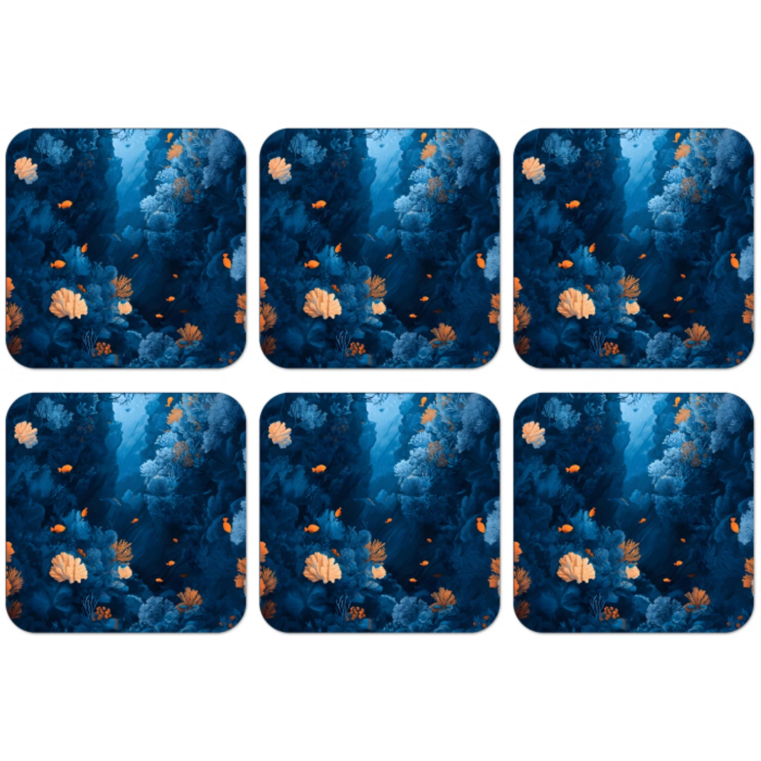 Koraalrif - Vissen - Oceaan - Blauw onderzetter kurk middel -zkaufland3dotto