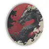 Zwarte draak - Rookwolken - Rood Akoestische PET Vilt - Rond klein -3d