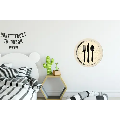 Zwart - Bestek - Rondje Wandcirkel aluminium klein -kinderkamer