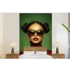 Vrouw - Groen - Bril - Aesthetic - Modern fotobehang vinyl groot -bed