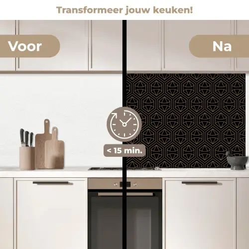 Goud - Zwart - Diamant keuken achterwand 2 middel 871 -voor-na2_NL