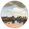 Gezicht op Delft - Schilderij van Johannes Vermeer Wandcirkel kunststof plaat 5mm dik klein -3d