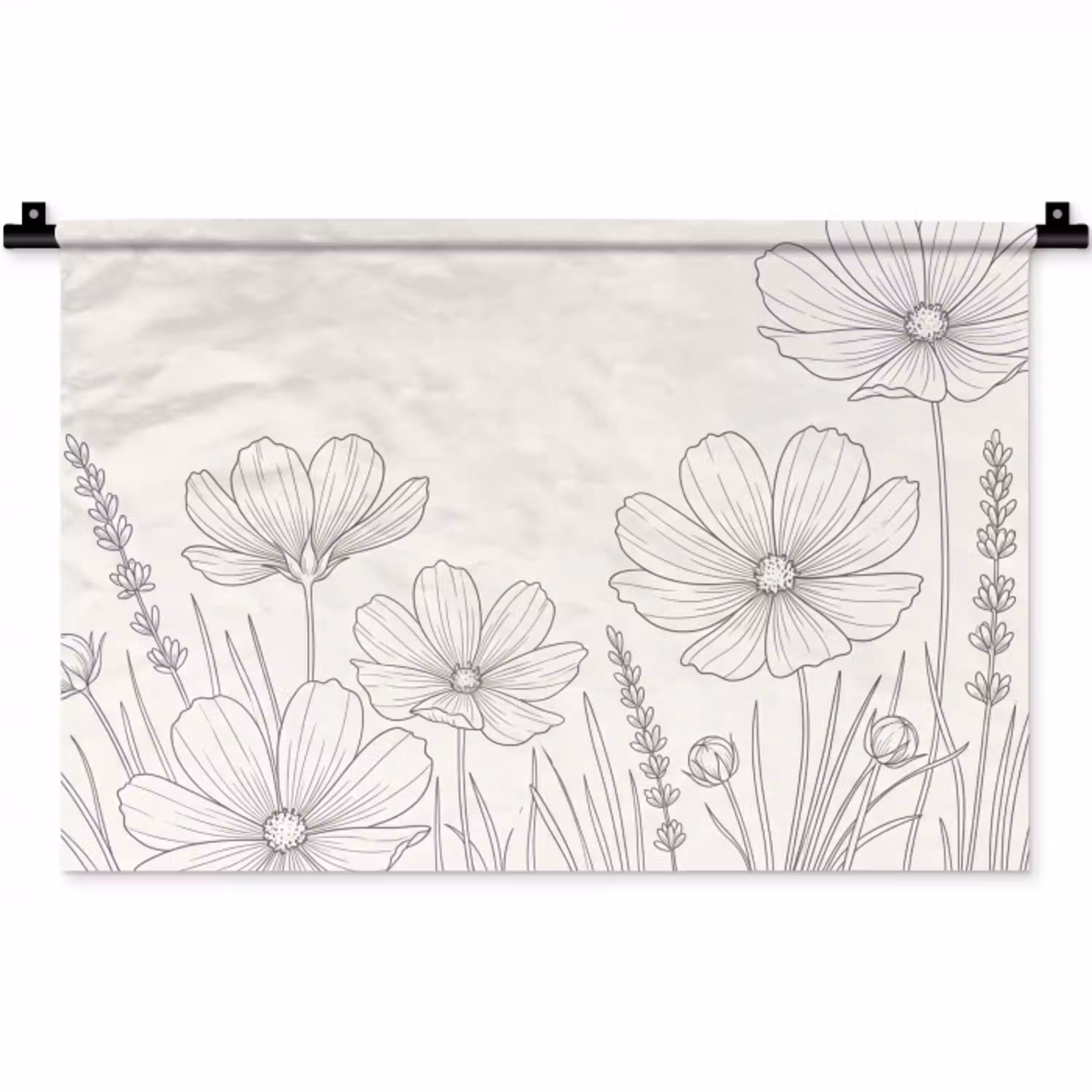 Minimalistisch - Modern - Bloemen - Beige Wandkleed katoen klein -zz3d