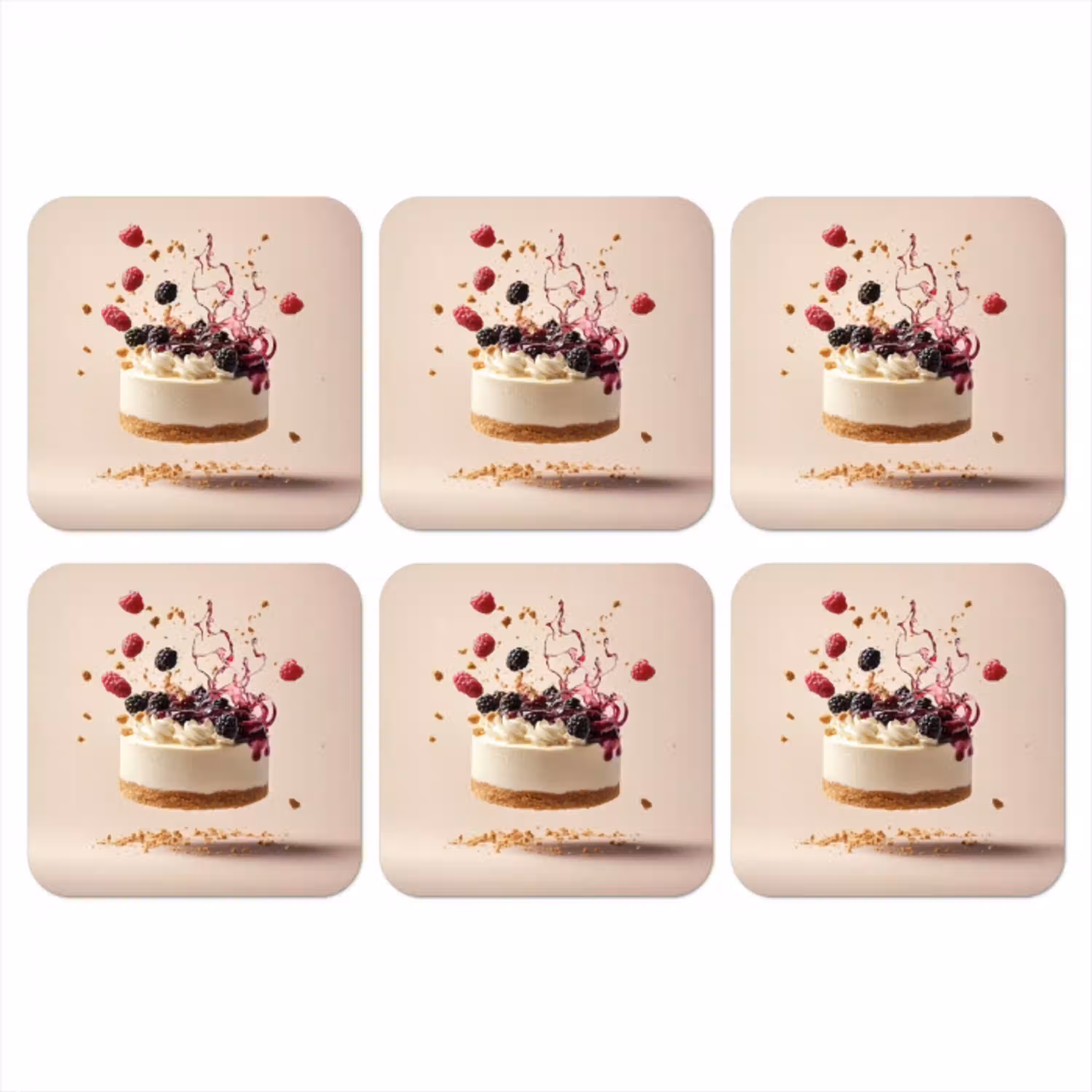 Cheesecake - Eten - Roze - Taart onderzetter kurk middel -3d