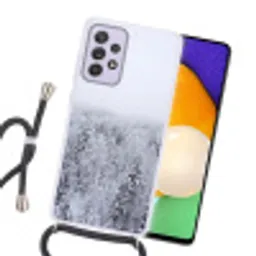 Bos - Sneeuw - Winter - Natuur - Wit Hoesje Samsung Galaxy A52 5G met koord klein -sfeer1