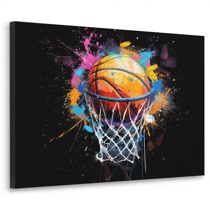 Graffiti - Sport - Basketbal - Basket Textielframe zwart klein -3d