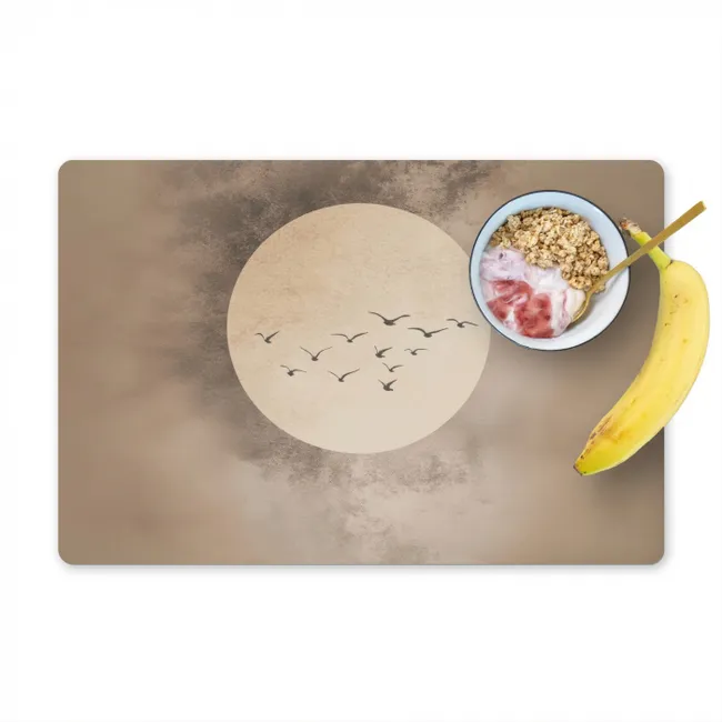 Vogel - Beige - Japandi Placemat vinyl groot -zzzproduct_Kitchenyeah-website