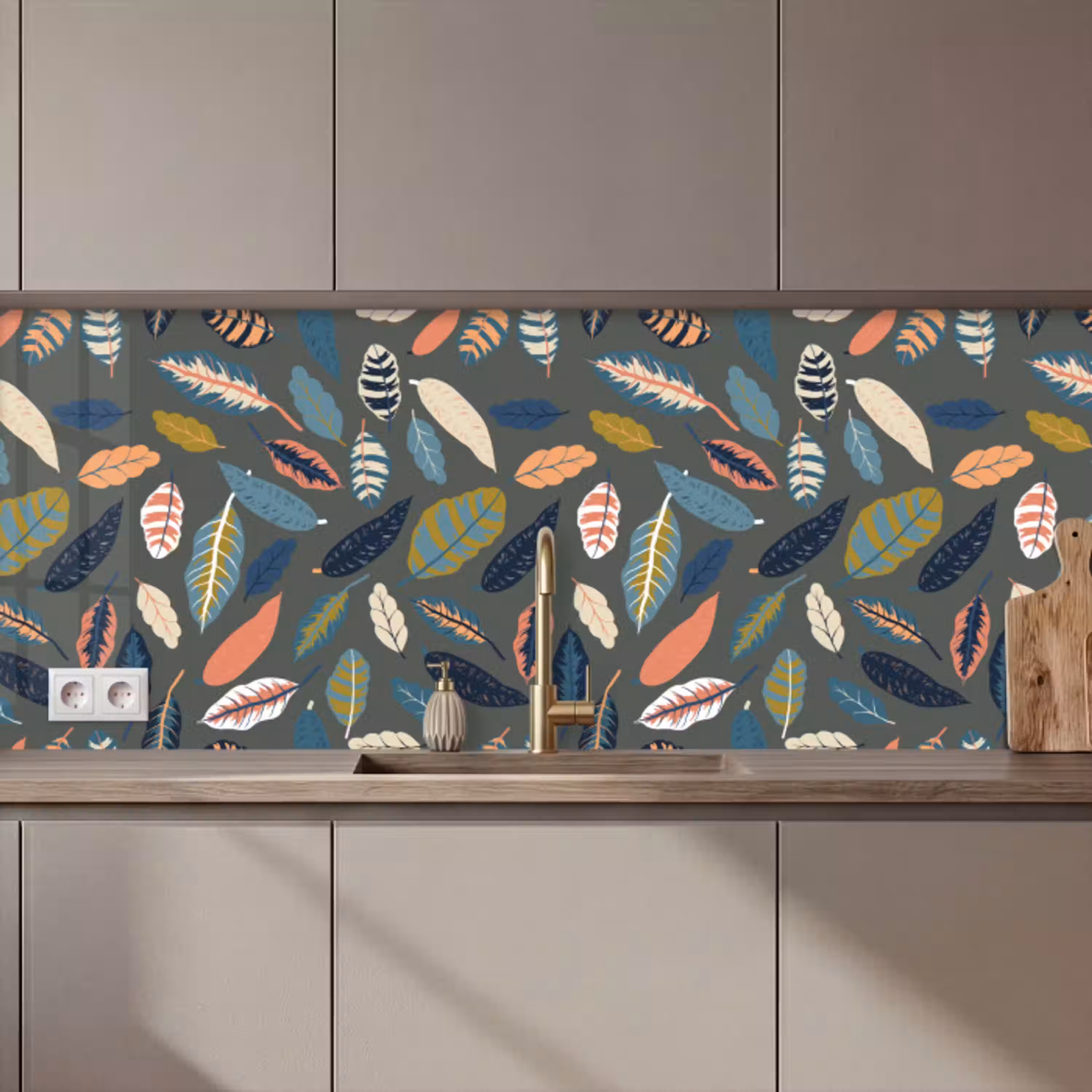 Patroon - Blaadjes - Pastel keuken achterwand 2 middel 871 zz_3dshopping
