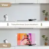 Portret - Vrouw - Abstract - Bloemen keuken achterwand spatscherm klein -voor_na_NL
