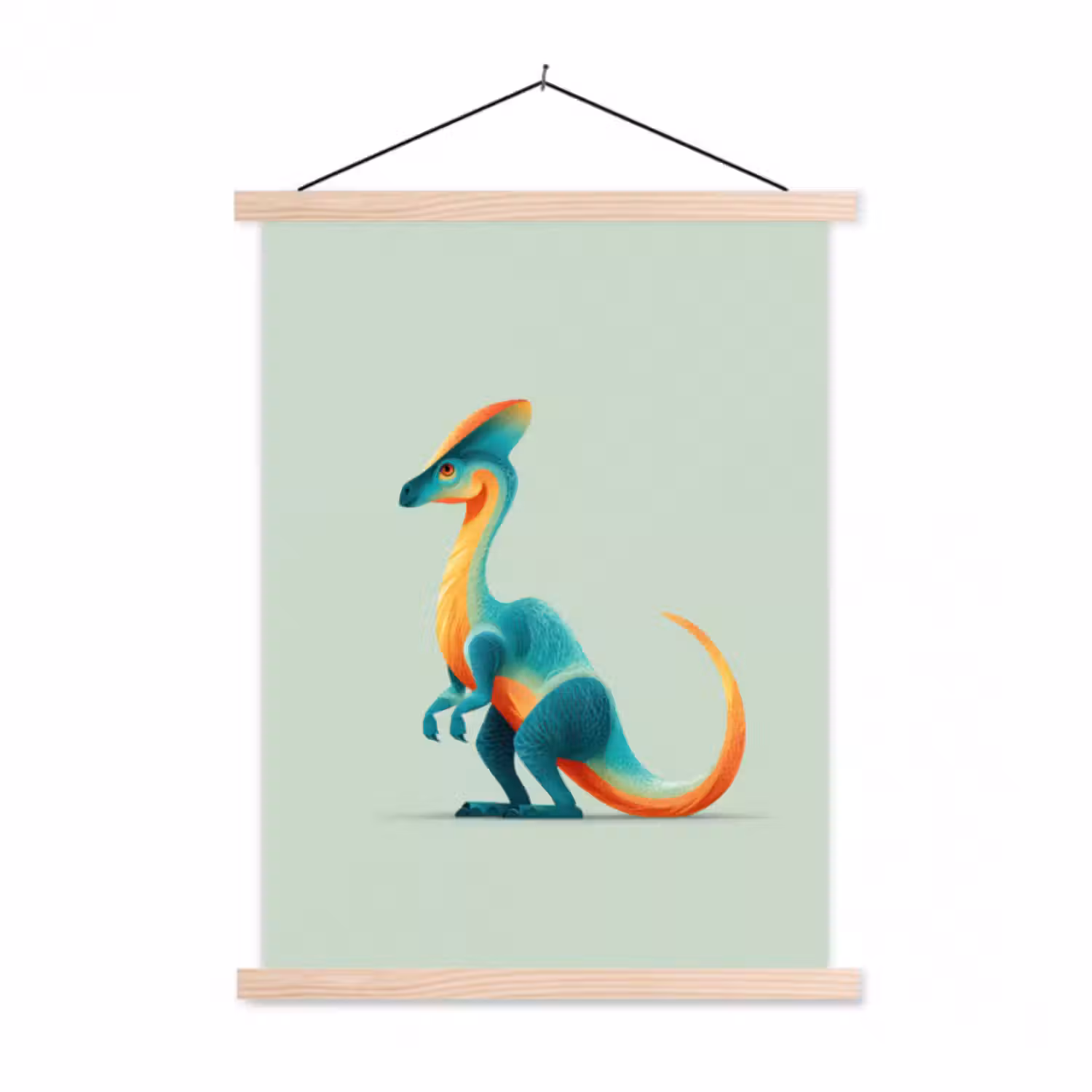 Stoffbild - Schwanz - Dino - Minimalistisch - Blau