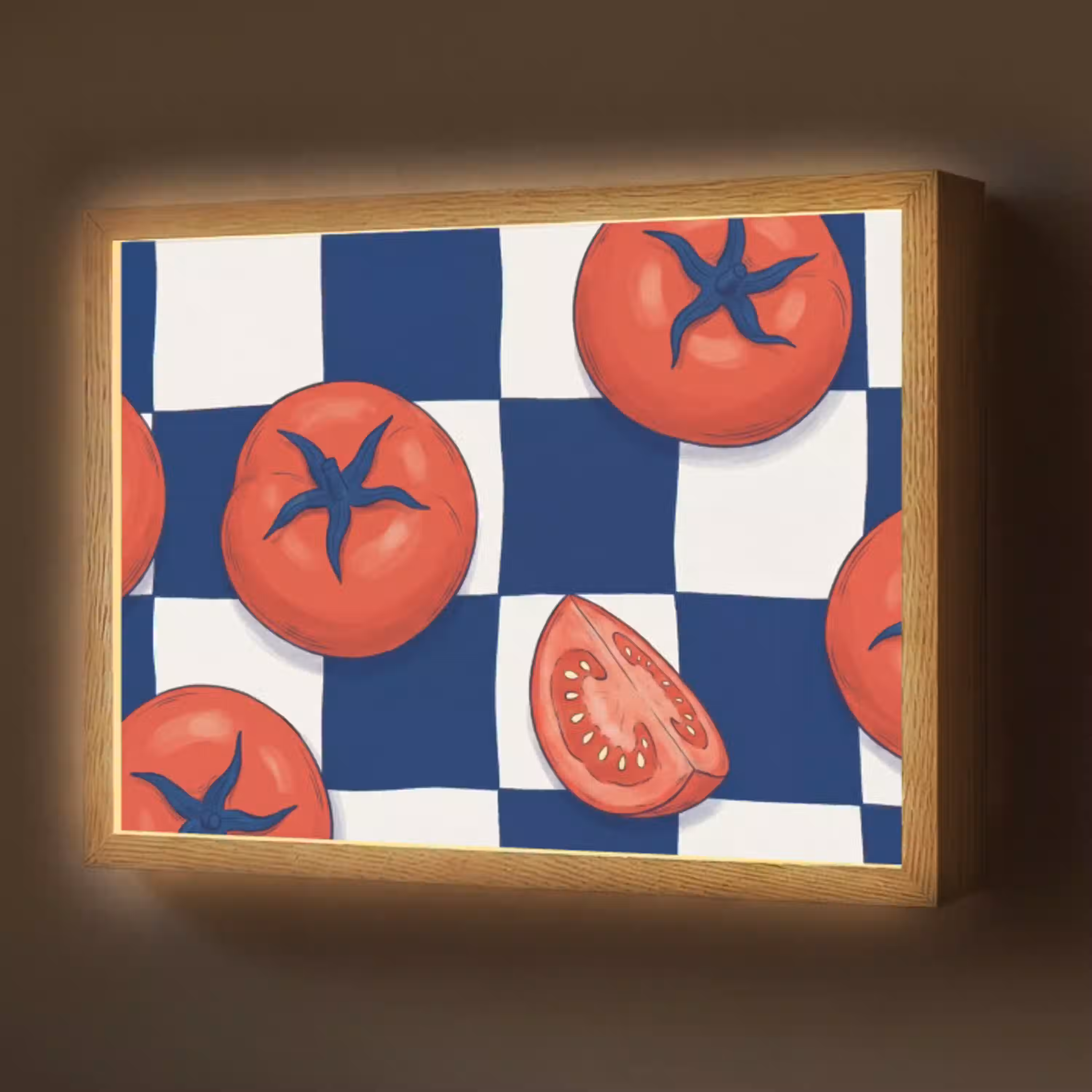 Eten - Tomaten - Keuken - Illustratie - Rood-Blauw Light Box met batterij (Wandlamp) middel -z3d_website