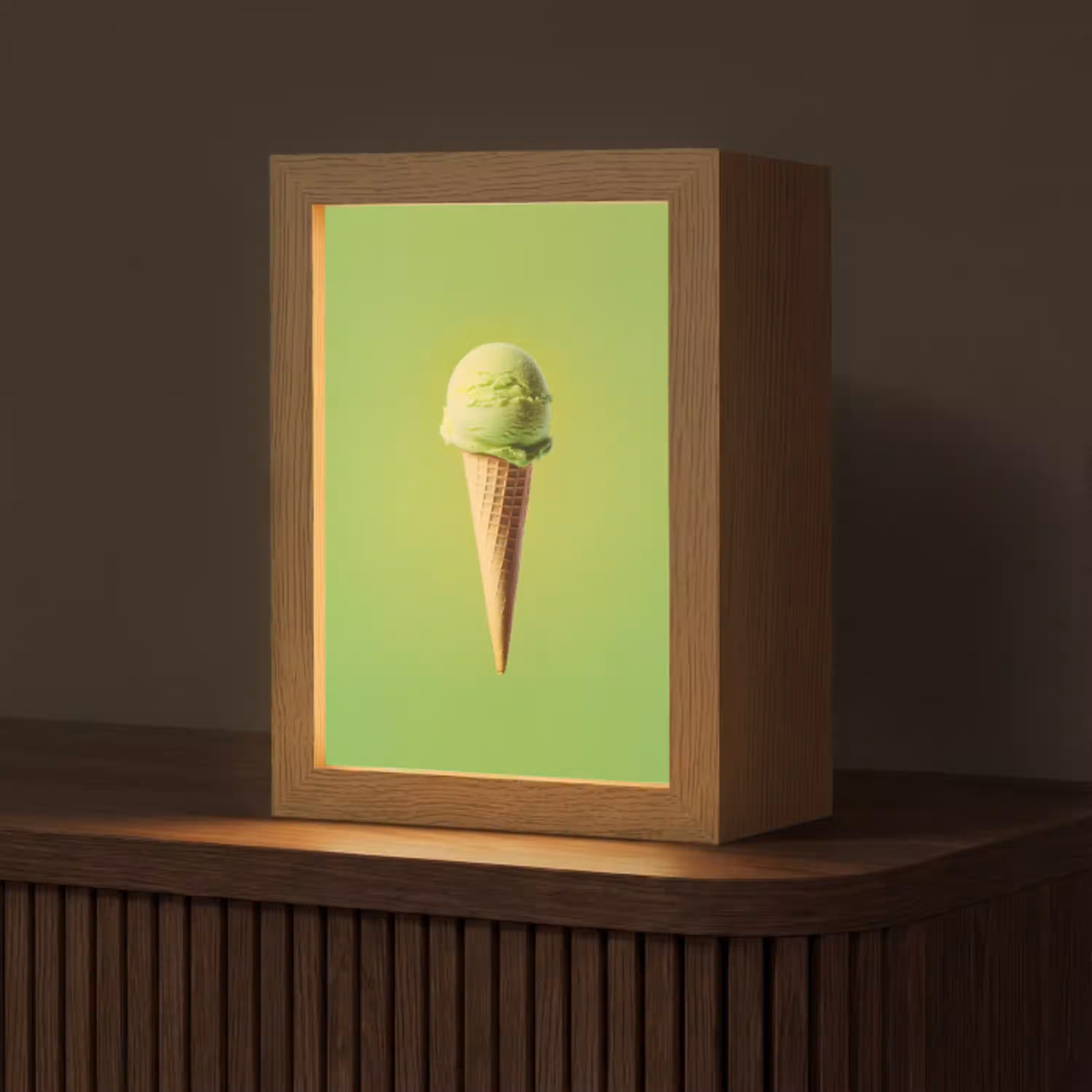Hoorntje - Schepijs - Groen Light Box met kabel (Tafellamp) klein -z3d_website