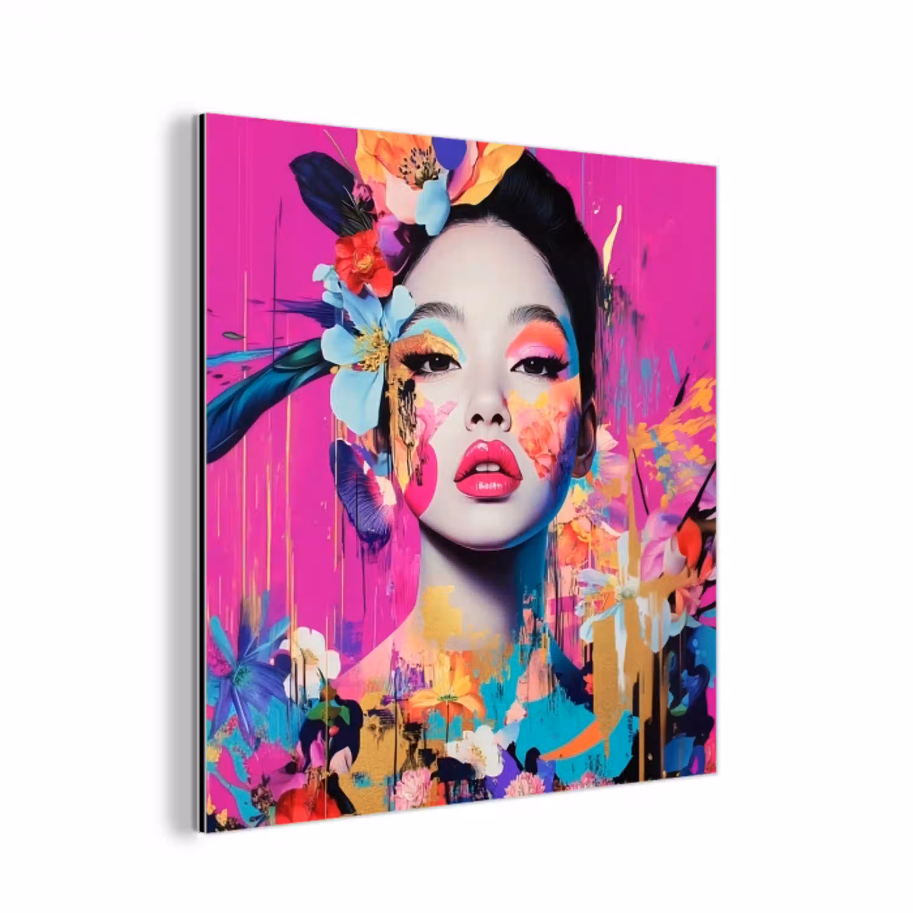 Vrouw - Portret - Abstract - Paars aluminium wit klein -3d