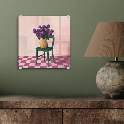 Stoel - Vaas - Bloemen - Geblokt plexiglas 5mm klein -sfeer3