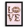 Tekst - Love - Pantervacht - Lichtroze fotolijst zwart zonder passe partout klein -3d