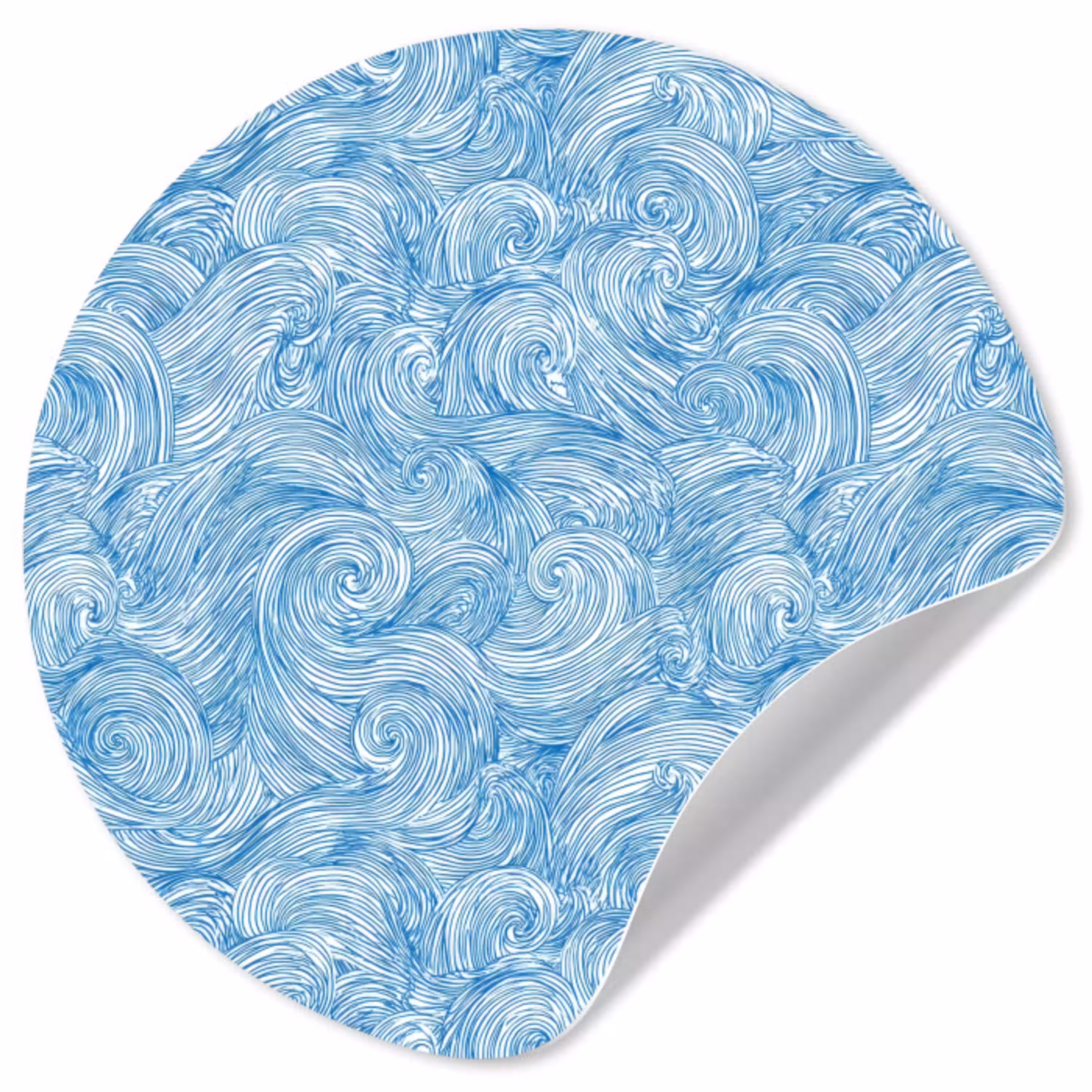 Blauw - Wit - Spiraal - Golven - Lijnen Wandcirkel behangsticker klein 186 -3d
