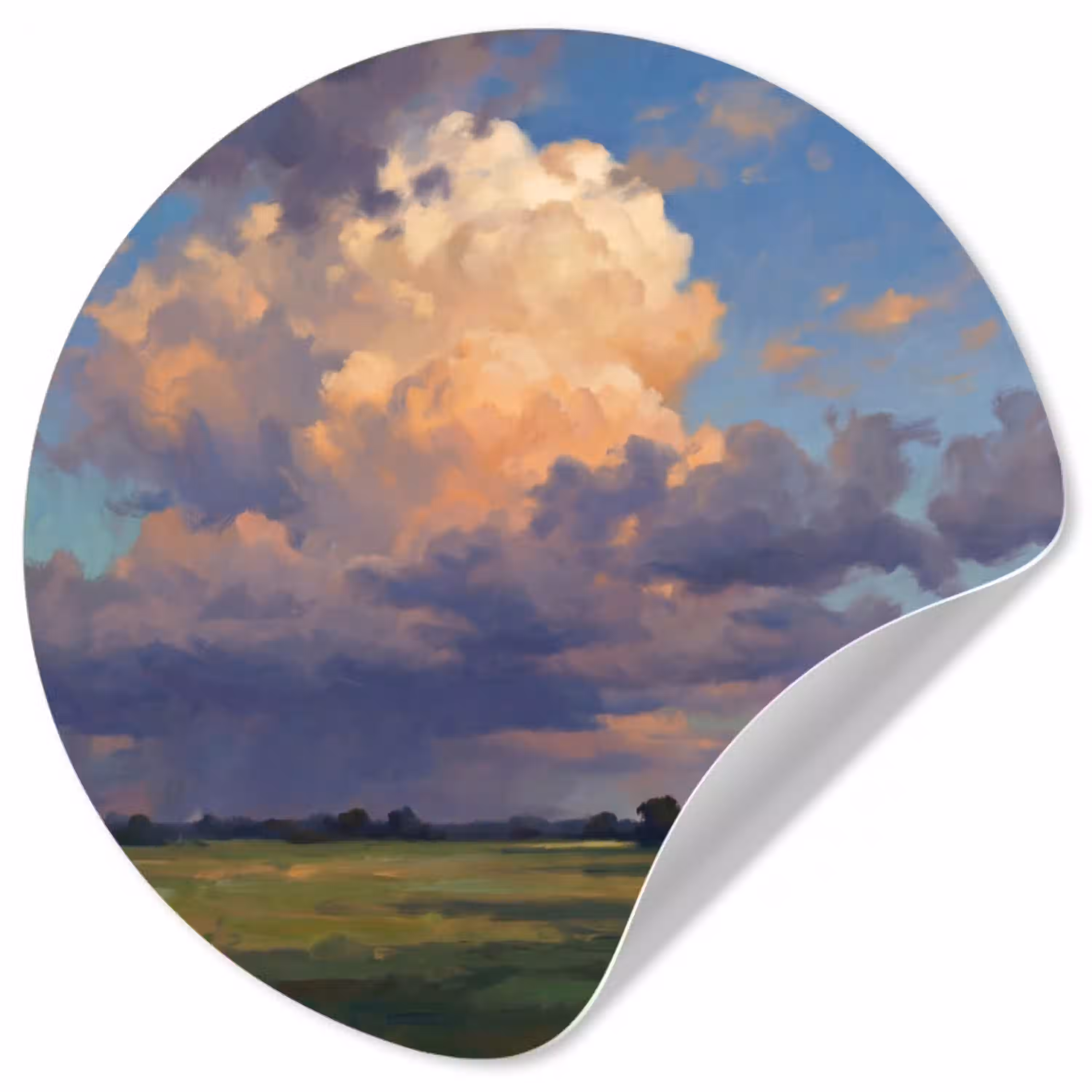 Lucht - Wolken - Landschap - Modern - Oranje Wandcirkel behangsticker klein -3d
