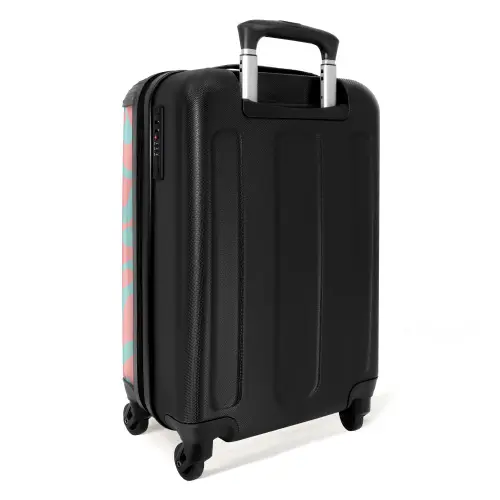 Abstract - Organisch Blauw/roze NBS - Handbagage koffer - Kinderen Unisex middel -achterkant