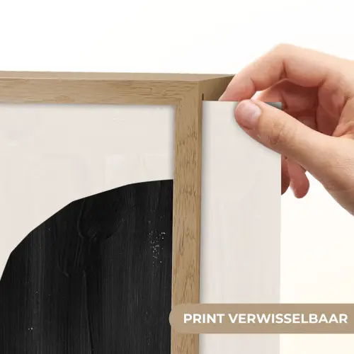 Abstract - Halve cirkel - Kunst - Zwart wit Light Box met batterij (Wandlamp) middel -USP_websiteprintNL
