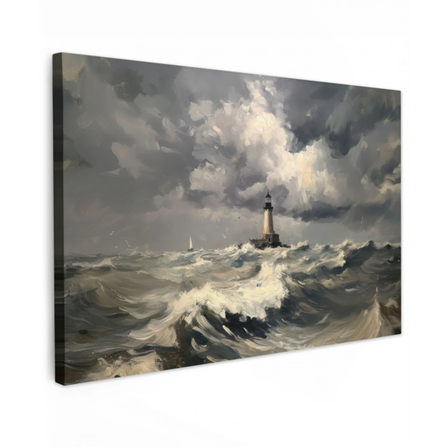 Vuurtoren - Golven - Storm canvas 2cm klein -z3d
