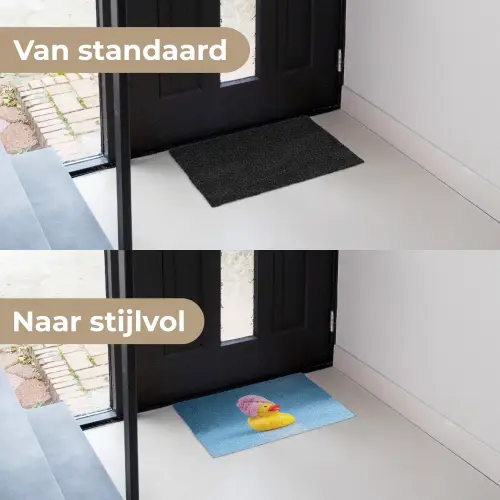 Badeend - Handdoek - Blauw Deurmat klein -voor-na_NL