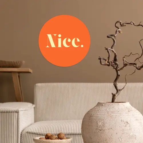 Oranje - Gebroken wit - Nice Wandcirkel behangsticker klein -sfeer1