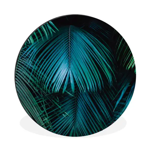 Inductie beschermer - Inductie afdekplaat - Tropical - Jungle - Bladeren - Groen Wandcirkel aluminium klein -3d