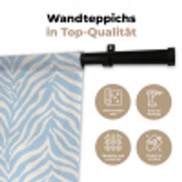 Zebra - Motief - Blauw - Wit Wandkleed katoen klein 269 -tsfeer2_DE