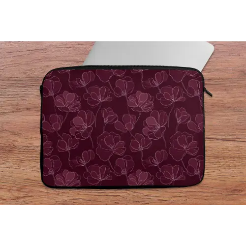 Bloemen - Patroon - Bordeauxrood laptophoes neopreen klein 279 -tafel