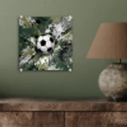 Voetbal - Verf - Spetters - Groen plexiglas 5mm klein -sfeer3