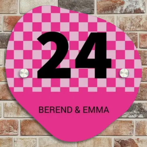 Roze - Blokjes - Klassiek Naambord Organisch middel -sfeer10