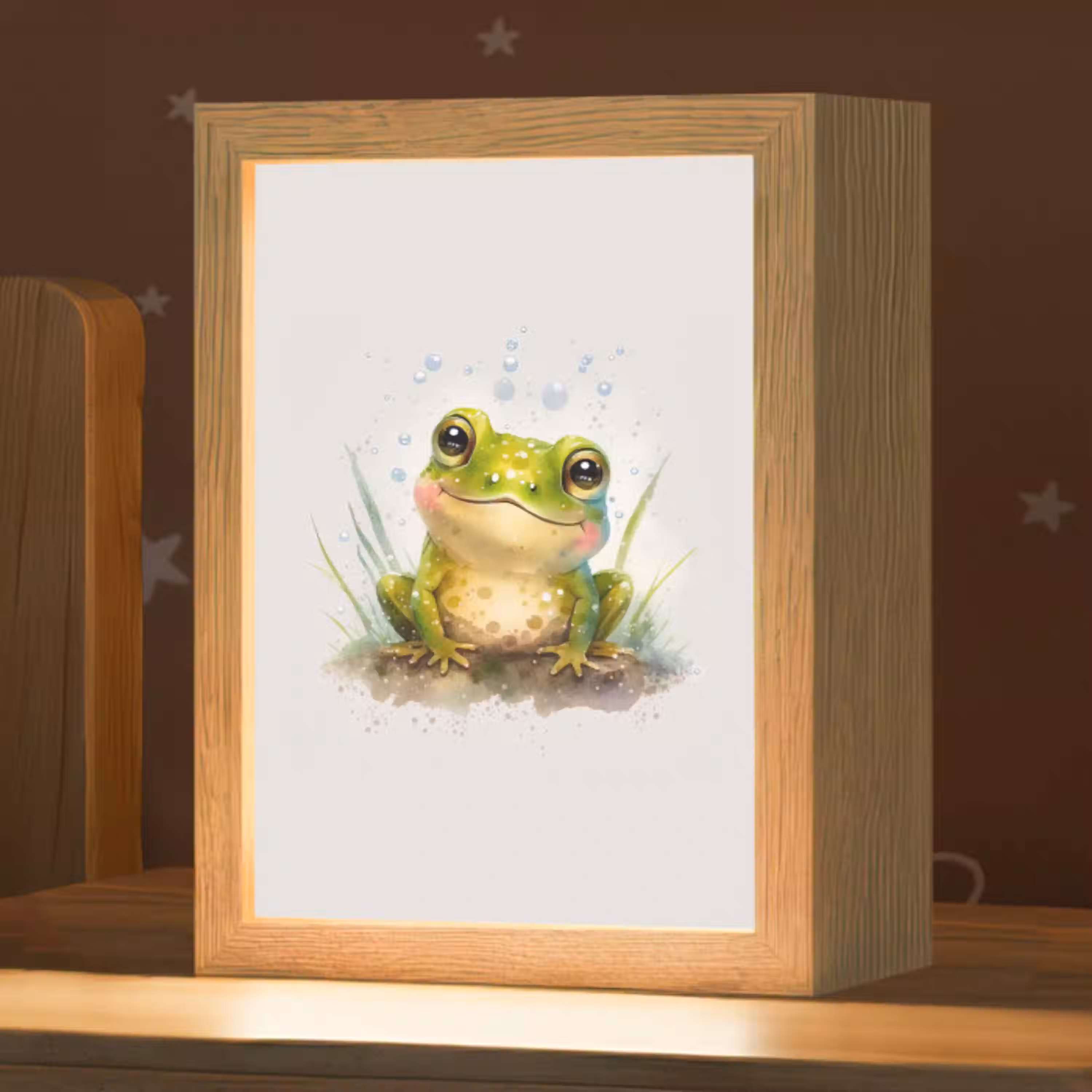 Kikker - Groen - Waterverf - Dieren - Jongen - Meisje Light Box met kabel klein -zzz_3d_website