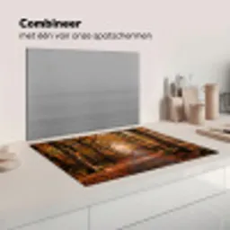 Bospad - Herfstbos - Bladeren - Oranje - Nostalgisch Inductie beschermer vinyl 3mm klein -wsfeer7_website
