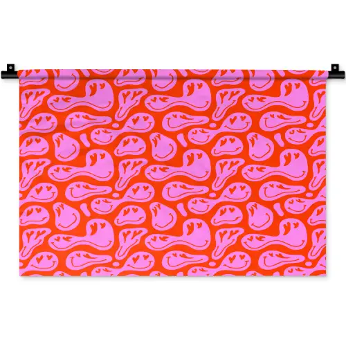 Valentijn - Smiley - Rood - Roze Wandkleed katoen klein 269 -zz3d