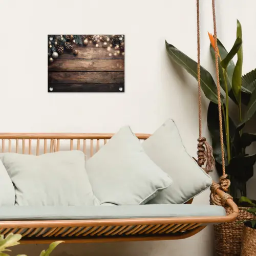 Kerstdecoratie - Houten - Dennenappel - Bruin tuinposter los doek klein -sfeer7
