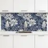 Lotus - Blauw - Patronen keuken achterwand 2 middel 871 -3d