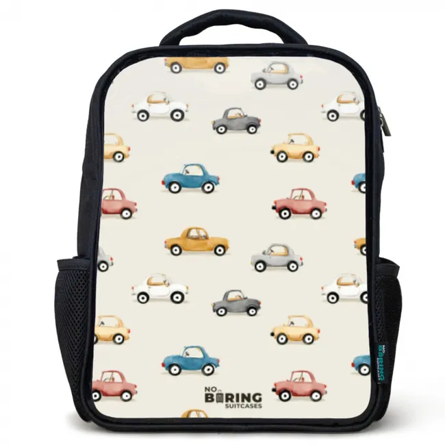 Kleurrijke retro autootjes Rugzak - Zwart middel -3d