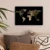 Wereldkaart - Goud - Zwart - Aarde - Luxe canvas 2cm klein -sfeer1