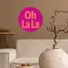Oh la la - Luipaardprint - Roze Wandcirkel behangsticker klein -sfeer1