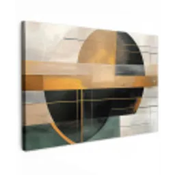 Abstract - Goud - Brons - Groen - Vormen - Modern canvas 2cm klein -z3d