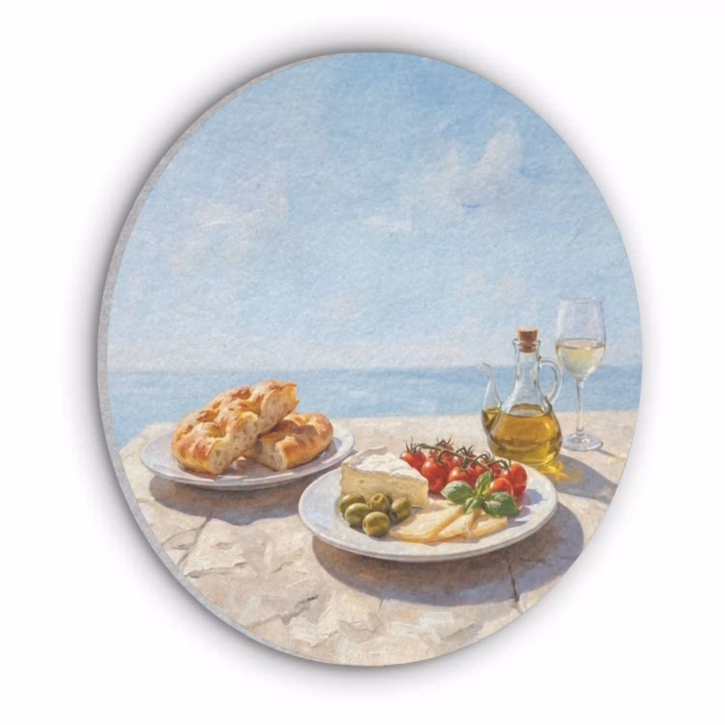 Eten - Middellandse Zee - Natuur - Geschilderd Akoestische PET Vilt - Rond klein -3d