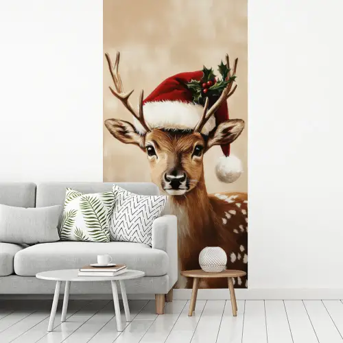 Kerst - Hert - Gewei - Rood fotobehang vinyl groot -woonkamer