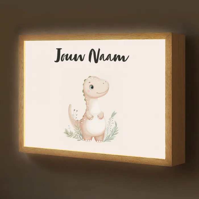 Dinosaurus - Pastel - Bladeren Light Box met batterij (Wandlamp kind) middel -z3d_website