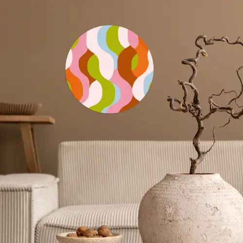 Abstract - Vormen - Roze Wandcirkel behangsticker klein -sfeer1