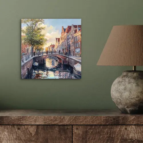 Brug - Stad - Huizen - Boot aluminium wit klein -sfeer2