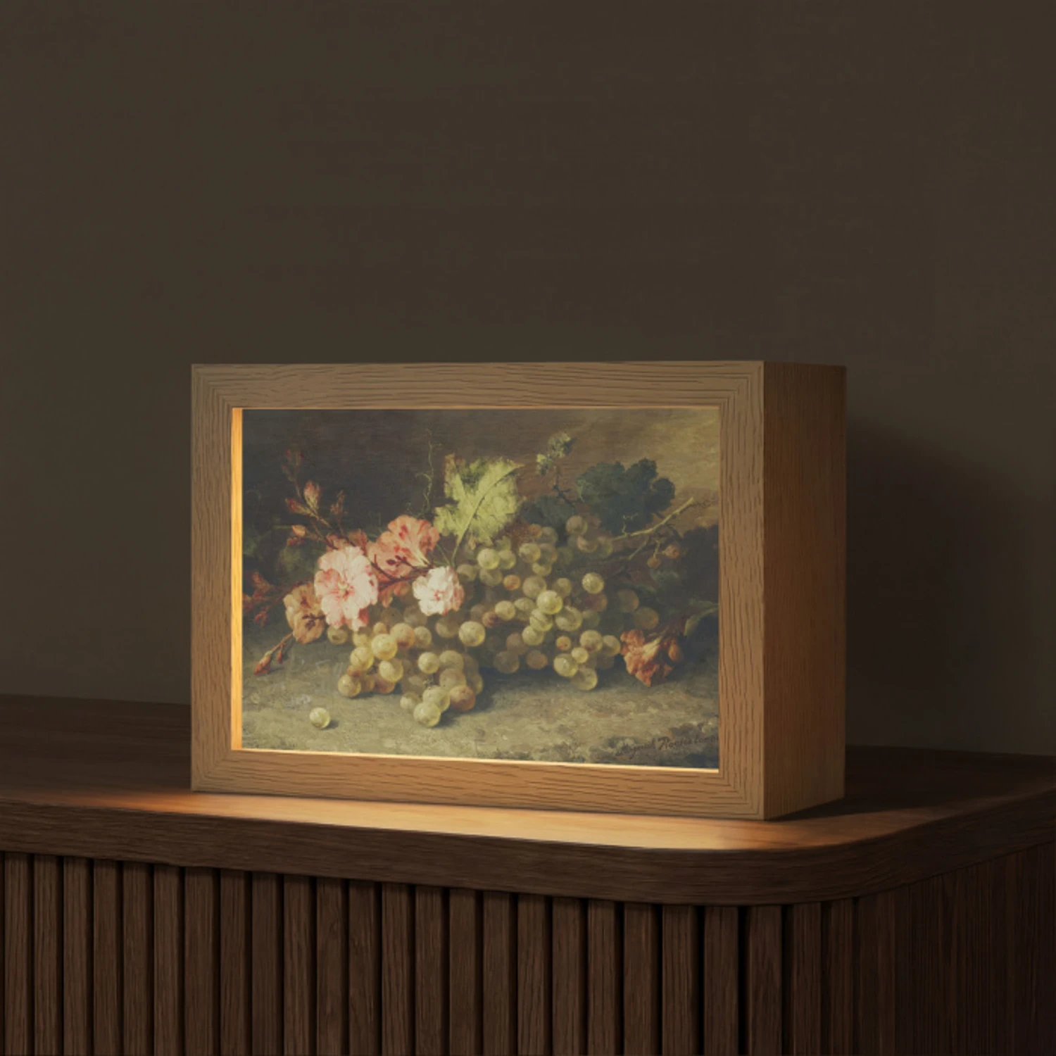 Fruit - Stilleven met druiven - Oude meesters Light Box met kabel (Tafellamp) klein -z3d_website
