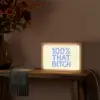 100% that bitch - Blauw - Wit Light Box met kabel (Tafellamp) klein -sfeer4