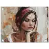 Vrouw - Verflook - Portret - Modern tuinposter los doek klein -3d