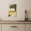 Houten bankje - Bloempotten - Landschap KitchenYeah - Keuken - Canvas klein -sfeer2